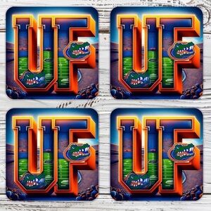 UF Gators Drink Coasters Cork Back Set Of 4